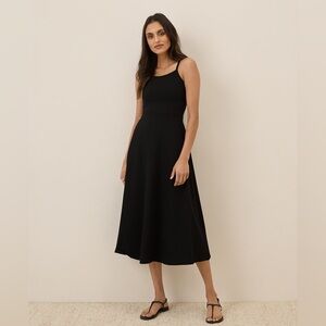 Pact Fit & Flare Midi Dress in Black; Organic Cotton
